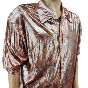 Club YMLA Mens XL "Hot Tuna" Shiny Short Sleeve Button-Up Shirt